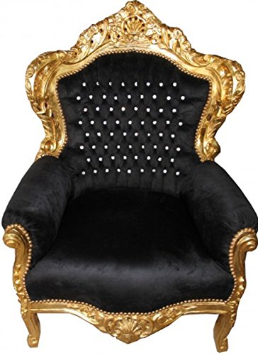 Casa Padrino Barock Sessel 'King' Schwarz/Gold mit Bling Bling Glitzersteinen von Casa Padrino