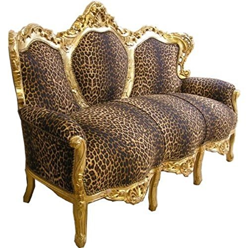 Casa Padrino Barock Sofa Garnitur 'King' Leopard/Gold Cocuh Wohnzimmer Möbel von Casa Padrino