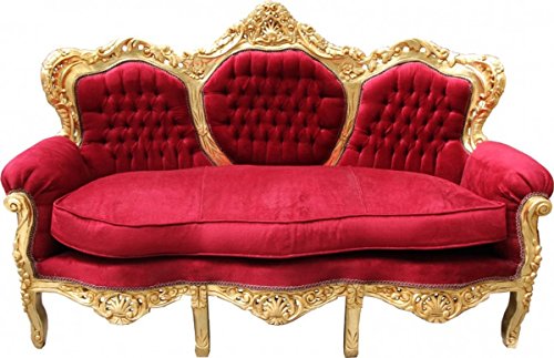 Casa Padrino Barock Sofa King Bordeaux Rot/Gold Mod2 - Möbel Lounge Couch von Casa Padrino