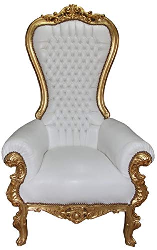 Casa Padrino Barock Thron Sessel Majestic Mod1 Weiß/Gold - Riesensessel -Thron Stuhl Tron von Casa Padrino