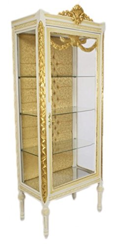 Casa Padrino Barock Vitrine Antikstil Weiß/Gold - Vitrinenschrank - Wohnzimmerschrank Glasvitrine von Casa Padrino