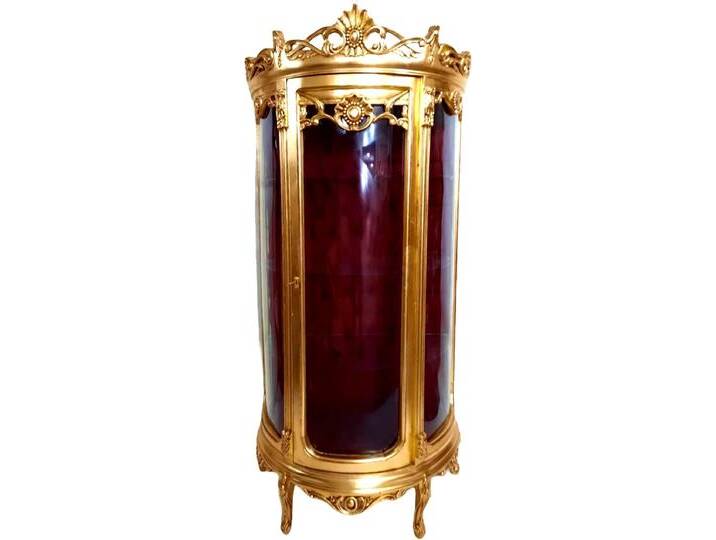Casa Padrino Barock Vitrine Gold / Bordeaux - Vitrinenschrank - Wohnzimmerschrank Glasvitrine - Antik Look Glas Schrank von Casa Padrino