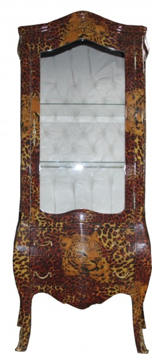 Casa Padrino Barock Vitrine Leopard - Vitrinenschrank - Wohnzimmerschrank von Casa Padrino