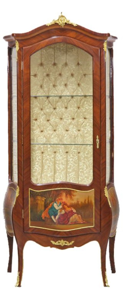 Casa Padrino Barock Vitrine Model Mahagoni Braun / Gold H 190 cm, B 85 cm - Vitrinenschrank - Wohnzimmerschrank von Casa Padrino