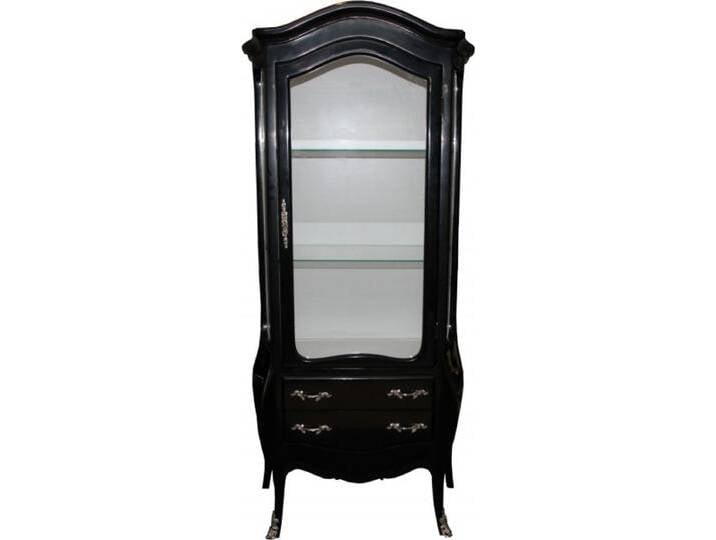 Casa Padrino Barock Vitrine in Schwarz/Weiss mit silbernen Griffen - Vitrinenschrank - Wohnzimmerschrank von Casa Padrino