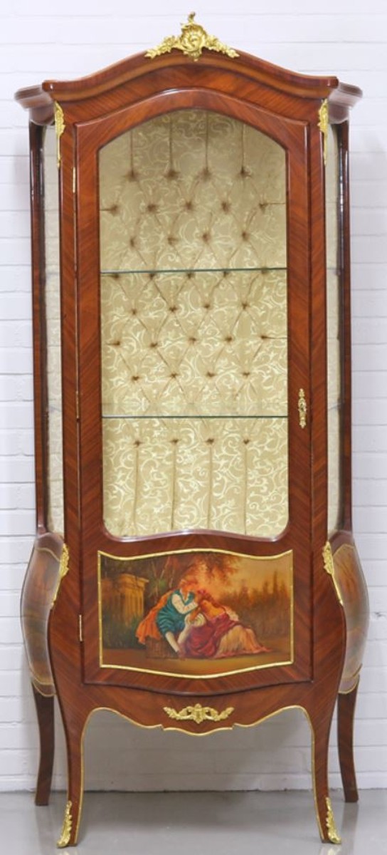 Casa Padrino Barock Vitrinenschrank Mahagonibraun / Gold 72 x 45 x H. 184 cm - Barockstil Wohnzimmer Vitrine von Casa Padrino