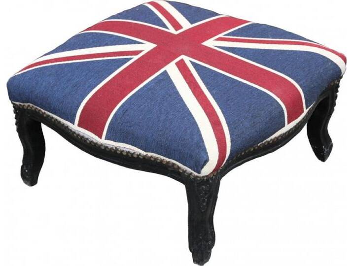 Casa Padrino Barock XXL Fußhocker Union Jack / Schwarz - Hocker Englische Flagge - Antik Stil England von Casa Padrino