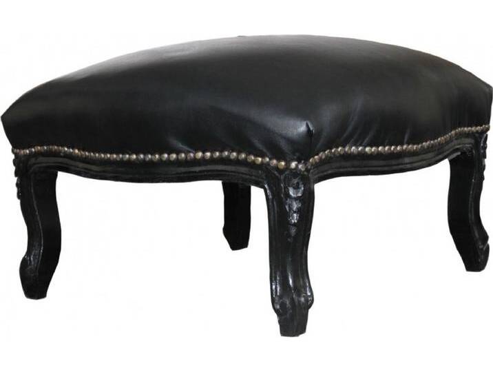 Casa Padrino Barock XXL Fußhocker schwarz / schwarz Lederoptik - Hocker - Antik Sti von Casa Padrino