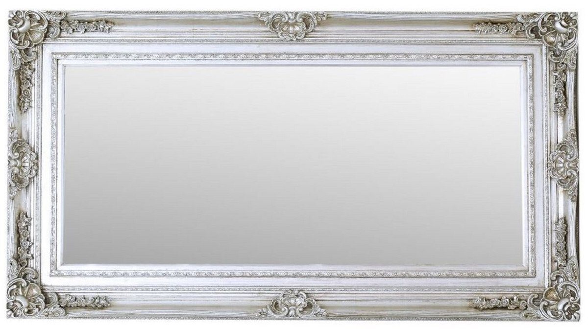 Casa Padrino Barockspiegel Barock Spiegel Silber - Rechteckiger Antik Stil Wandspiegel - Wohnzimmer Spiegel - Garderoben Spiegel - Prunkvolle Barock Möbel von Casa Padrino