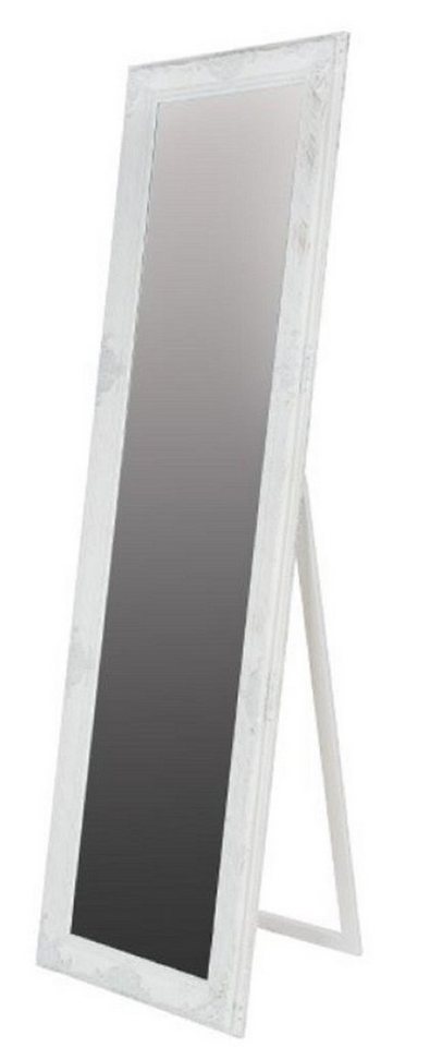 Casa Padrino Barockspiegel Barock Standspiegel Weiß / Gold 50 x H. 180 cm - Handgefertigter Spiegel mit Holzrahmen & wunderschönen Verzierungen von Casa Padrino