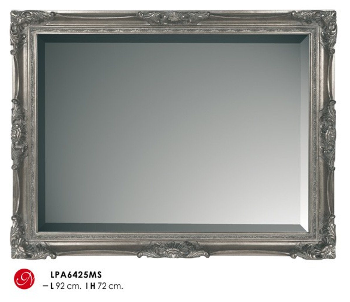 Casa Padrino Barockspiegel Barock Wandspiegel Silber H 92 cm B 72 cm - Edel & Prunkvoll - Spiegel Silberfarben von Casa Padrino