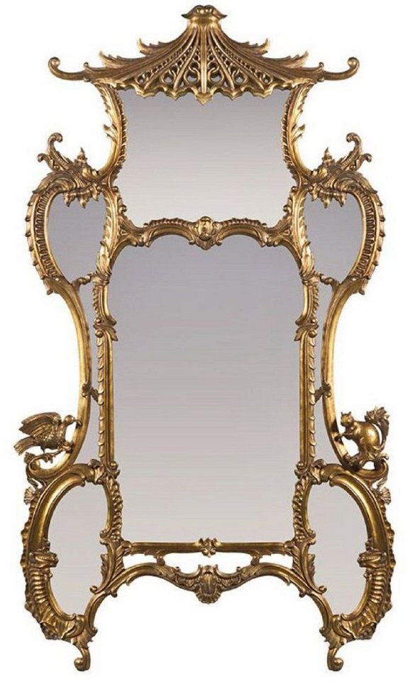 Casa Padrino Barockspiegel Luxus Barock Spiegel Antik Gold 128 x 8 x H. 223 cm - Prunkvoller handgeschnitzter Wandspiegel im Barockstil - Antik Stil Garderoben Spiegel - Wohnzimmer Spiegel - Barock Möbel von Casa Padrino