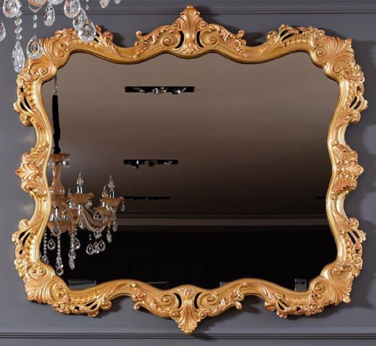 Casa Padrino Barockspiegel Luxus Barock Spiegel Gold - Prunkvoller Massivholz Wandspiegel im Barockstil - Handgefertigte Barock Möbel von Casa Padrino