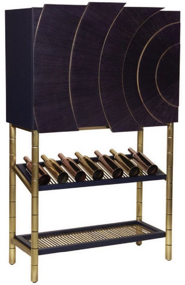 Casa Padrino Barschrank Casa Padrino Luxus Barschrank Schwarz / Gold 100 x 44 x H. 160 cm - Weinschrank mit 2 Türen - Wohnzimmer Möbel - Bar Möbel - Hotel Möbel - Luxus Kollektion von Casa Padrino