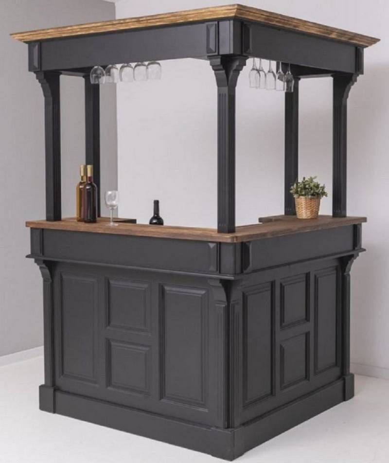 Casa Padrino Barschrank Landhausstil Bar Theke Schwarz / Dunkelbraun 148 x 148 x H. 210 cm - Massivholz Thekentisch - Massivholz Barmöbel - Barmöbel im Landhausstil - Landhausstil Einrichtung Casa Padrino Barschrank Landhausstil Bar Theke Schwarz / Dunkelbraun 148 x 148 x H. 210 cm - Massivholz Thekentisch - Massivholz Barmöbel - Barmöbel im Landhausstil - Landhausstil Einrichtung von Casa Padrino