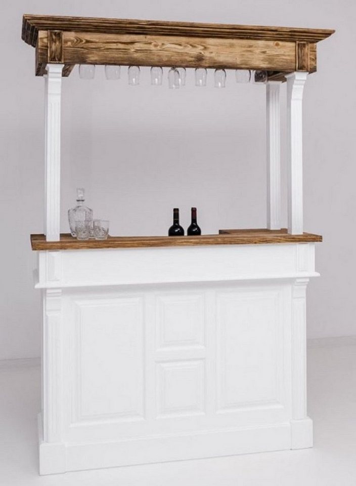 Casa Padrino Barschrank Landhausstil Bar Theke Weiß / Braun 150 x 56 x H. 210 cm - Massivholz Thekentisch - Massivholz Bar Möbel im Landhausstil Casa Padrino Barschrank Landhausstil Bar Theke Weiß / Braun 150 x 56 x H. 210 cm - Massivholz Thekentisch - Massivholz Bar Möbel im Landhausstil von Casa Padrino