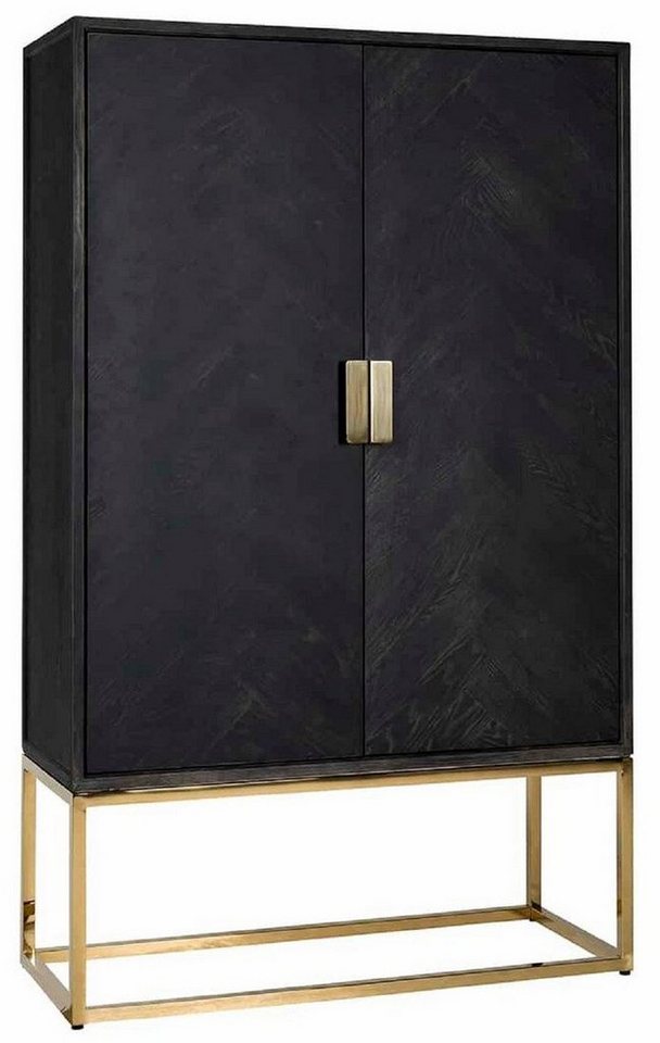 Casa Padrino Barschrank Luxus Barschrank Schwarz / Gold 108 x 45 x H. 175 cm - Massivholz Schrank mit 2 Türen - Wohnzimmer Möbel - Bar Möbel - Hotel Möbel - Luxus Kollektion von Casa Padrino