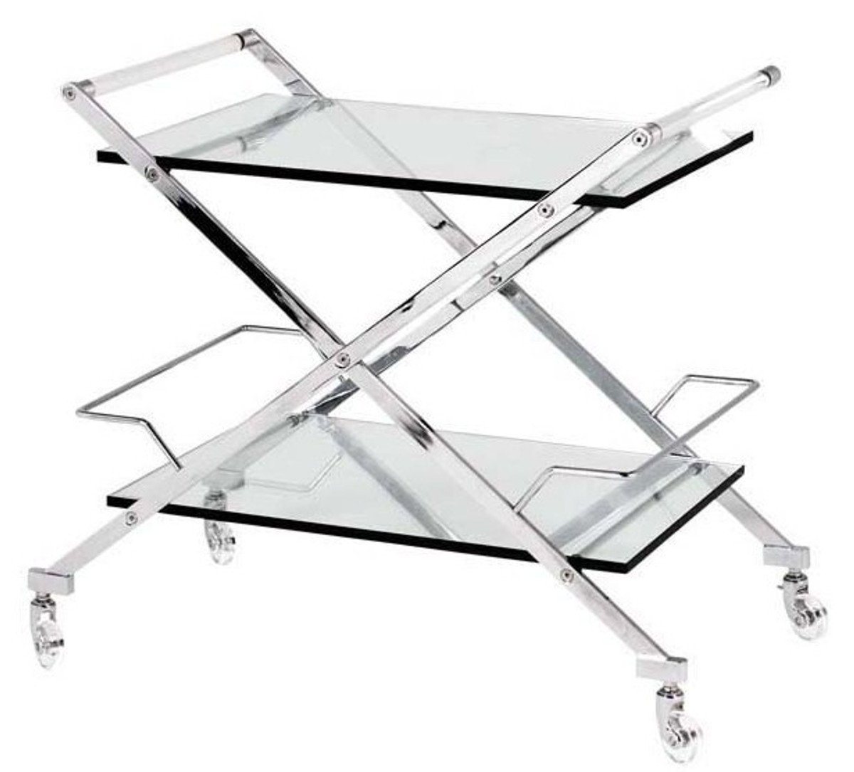 Casa Padrino Bartisch Luxus Bar Trolley Servierwagen aus Edelstahl und Glas 77 x 48 x H. 76 cm - Luxus Hotel & Restaurant Einrichtung Möbel B! von Casa Padrino