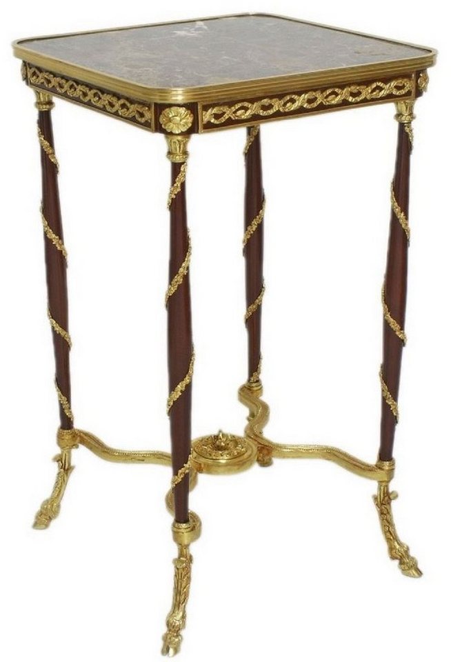 Casa Padrino Beistelltisch Barock Beistelltisch Braun / Gold / Schwarz 45 x 45 x H. 78 cm - Handgefertigter Massivholz Tisch im Barockstil - Barock Möbel von Casa Padrino