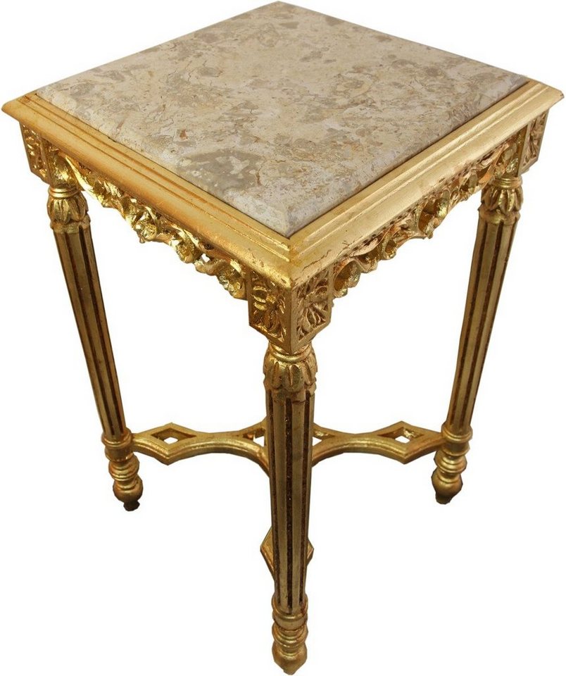 Casa Padrino Beistelltisch Barock Beistelltisch Eckig Gold mit Creme Marmorplatte 40 x 40 x H 72.5 cm Antik Stil - Telefon Blumen Tisch von Casa Padrino