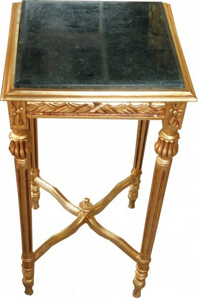 Casa Padrino Beistelltisch Barock Beistelltisch Eckig Gold mit grüner Marmorplatte 40 x 40 x H 72.5 cm Antik Stil - Blumen Telefon Tisch von Casa Padrino