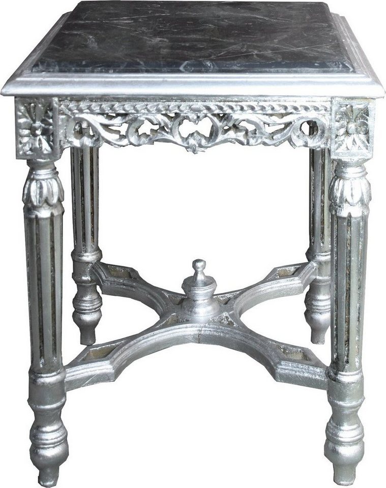 Casa Padrino Beistelltisch »Barock Beistelltisch Eckig Silber mit schwarzer Marmorplatte 41 x 41 x H 52 cm Antik Stil - Blumen Telefon Tisch« von Casa Padrino