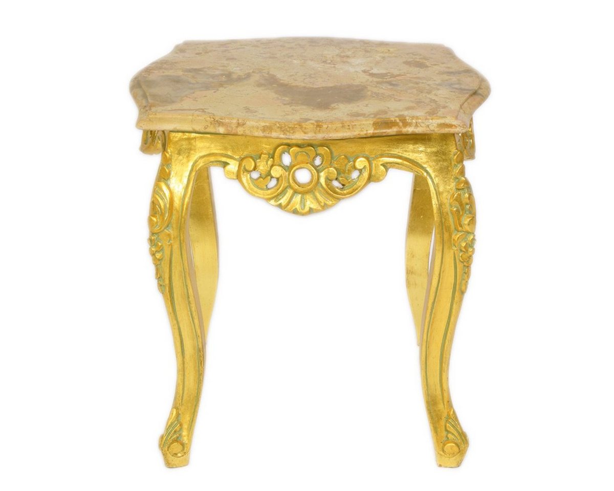 Casa Padrino Beistelltisch Barock Beistelltisch Gold mit cremefarbener Marmorplatte 55 x 55 cm x H 55 cm von Casa Padrino