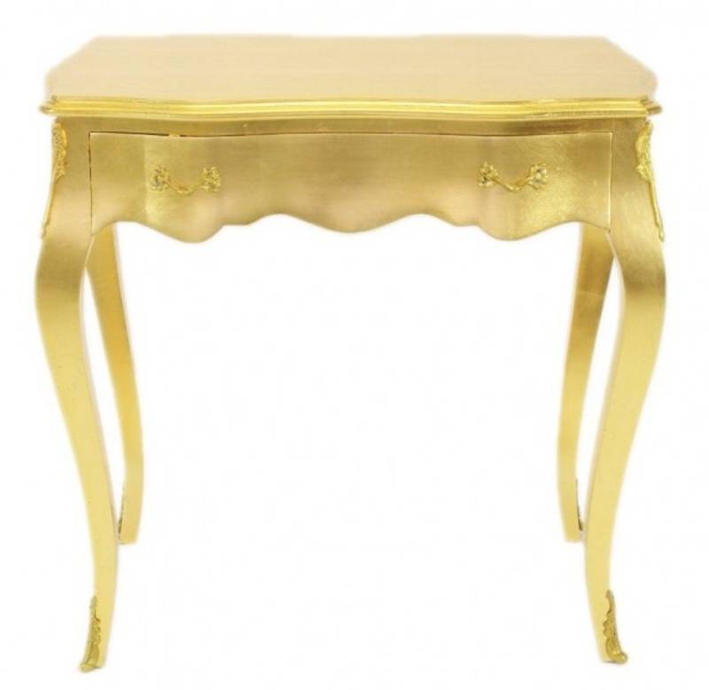 Casa Padrino Beistelltisch Barock Konsolen Tisch Gold mit Schublade 80 x 40 cm - Möbel Antik Stil von Casa Padrino
