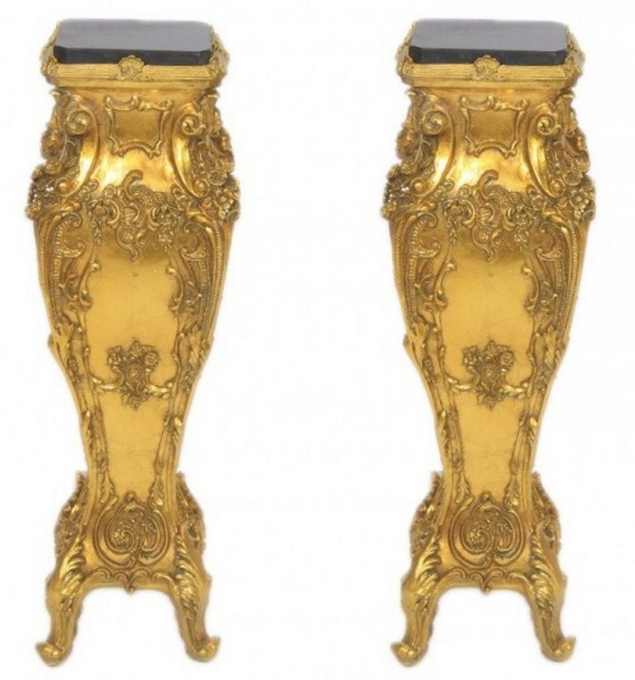 Casa Padrino Beistelltisch Barock Marmor Säulen Set Gold / Schwarz - Marmor Säule (2 Stk) von Casa Padrino