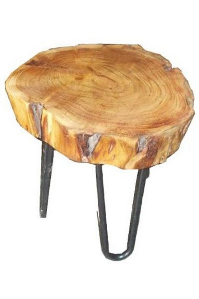 Casa Padrino Beistelltisch Beistelltisch Akazien Holz / Eisen 33 - 45 cm - Industrial Möbel Hocker Tisch von Casa Padrino