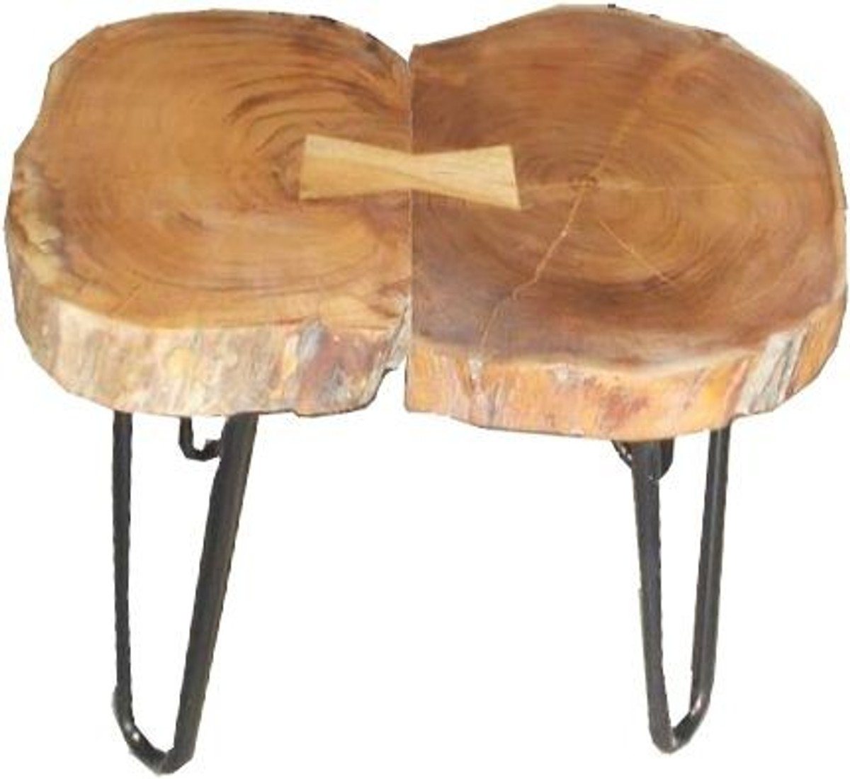 Casa Padrino Beistelltisch Beistelltisch Akazien Holz / Eisen 55 - 70 cm - Industrial Möbel Hocker Tisch von Casa Padrino