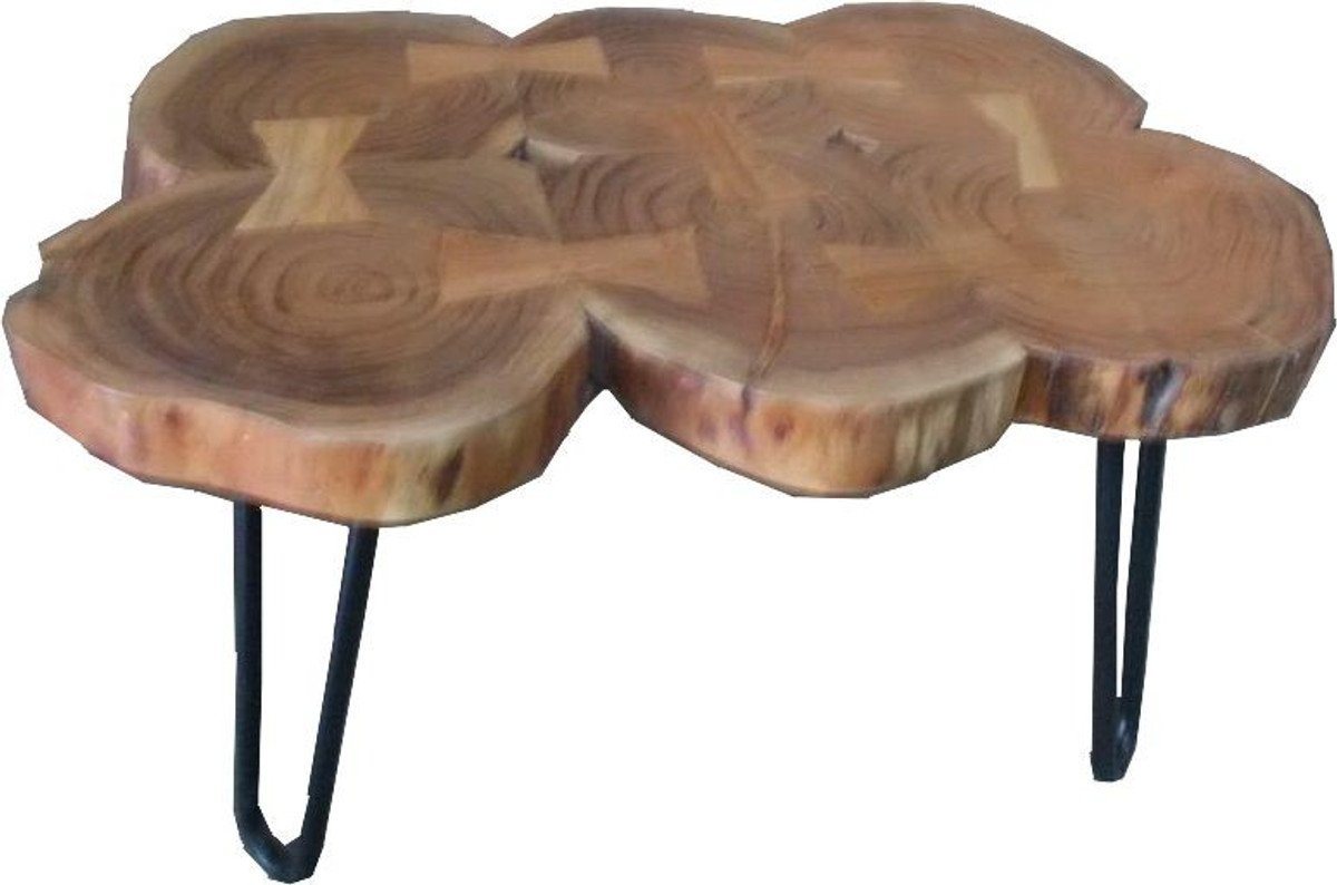 Casa Padrino Beistelltisch Beistelltisch Akazien Holz / Eisen 80 - 115 cm - Industrial Möbel Hocker Tisch von Casa Padrino