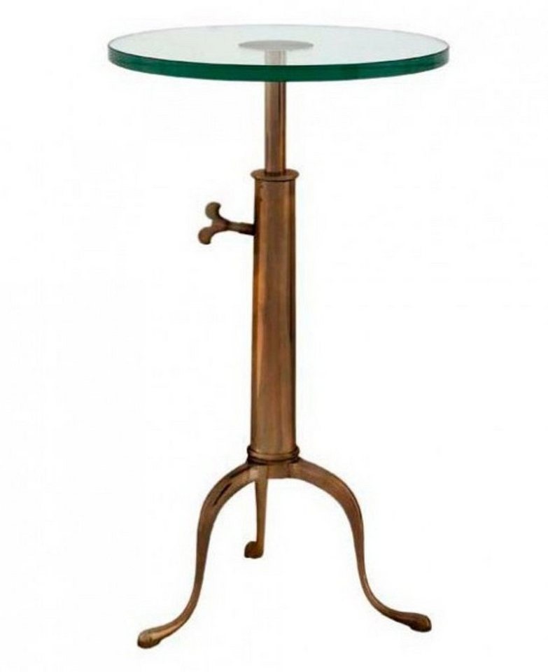 Casa Padrino Beistelltisch Designer Luxus Industrial Design Beistelltisch Höhenverstellbar Messingfarben Höhe: 63 - 76 cm, Durchmesser 40 cm - Edelstahl Tisch - Telefontisch Antique Brass Finish - Luxus Qualität von Casa Padrino