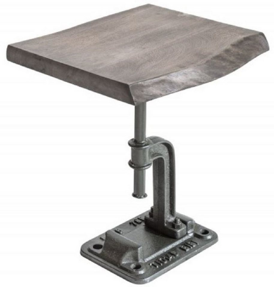 Casa Padrino Beistelltisch Industrial Design Beistelltisch Grau 43 x 35 x H. 46 cm - Industrie Stil Metall Tisch mit Massivholz Tischplatte - Industrial Design Möbel von Casa Padrino