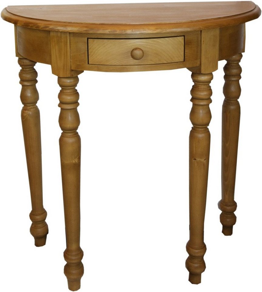 Casa Padrino Beistelltisch Konsolentisch mit Schublade Holzfarben - Halbmond Tisch - Sekretär Konsole - Telefontisch von Casa Padrino