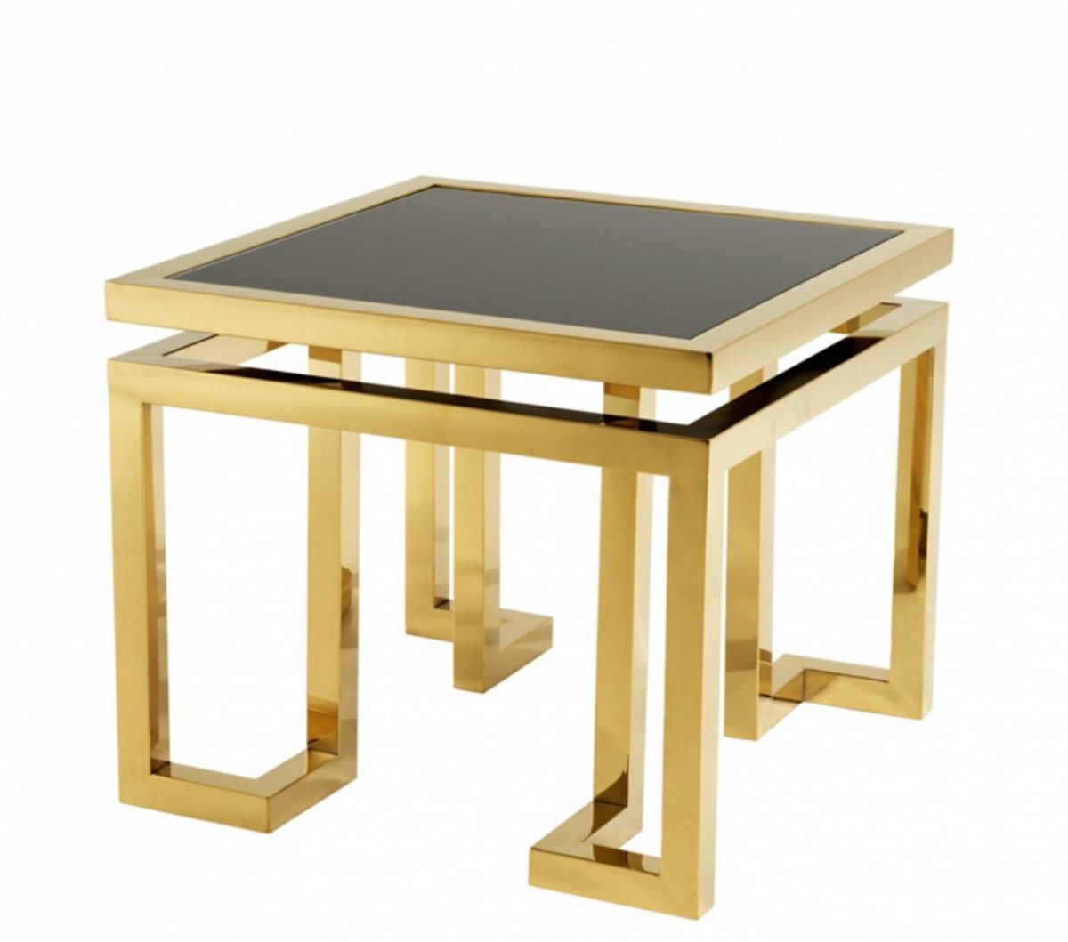 Casa Padrino Beistelltisch Luxus Art Deco Designer Beistelltisch Gold mit schwarzem Glas - Hotel Tisch Möbel von Casa Padrino