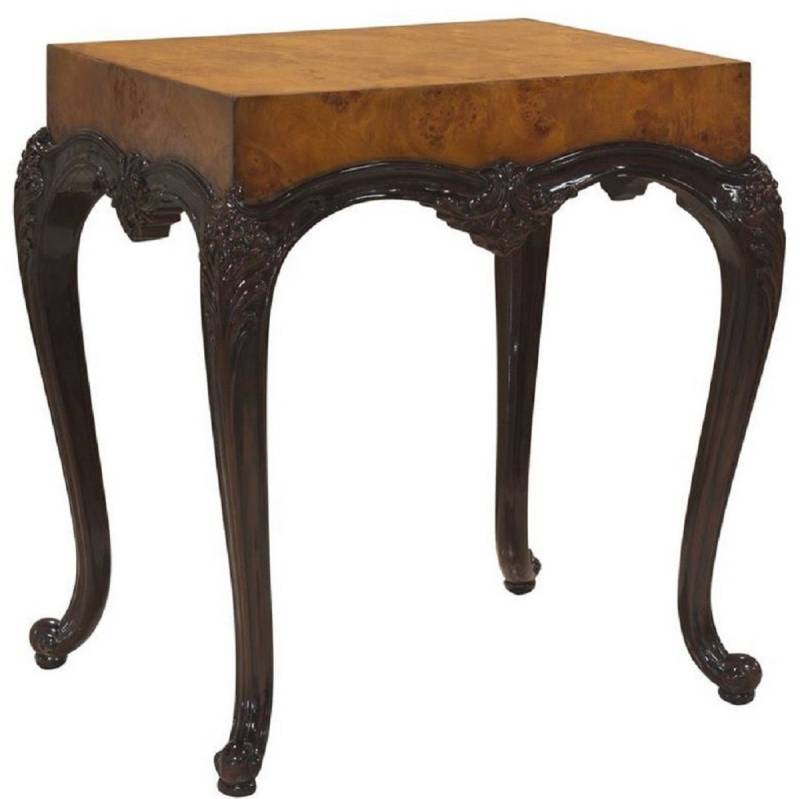Casa Padrino Beistelltisch Luxus Barock Beistelltisch Hellbraun / Schwarz - Prunkvoller Massivholz Tisch im Barockstil - Barock Möbel von Casa Padrino