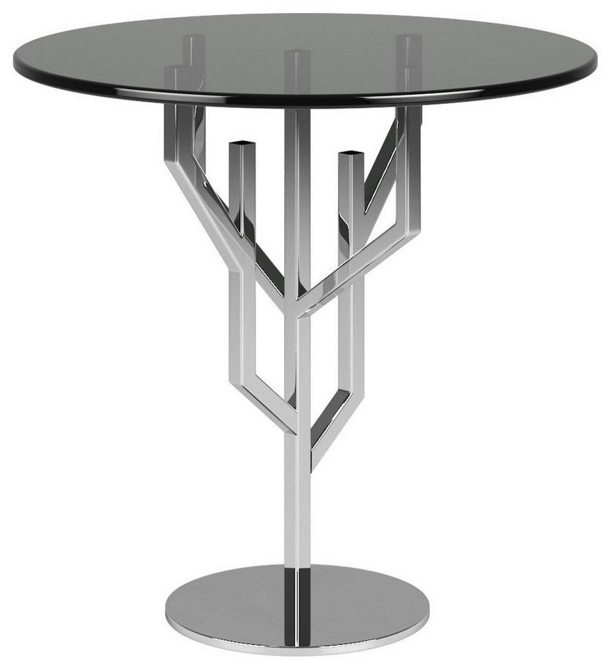 Casa Padrino Beistelltisch Luxus Beistelltisch Grau / Silber Ø 45 x H. 58 cm - Edler runder Tisch mit Glasplatte - Luxus Möbel von Casa Padrino