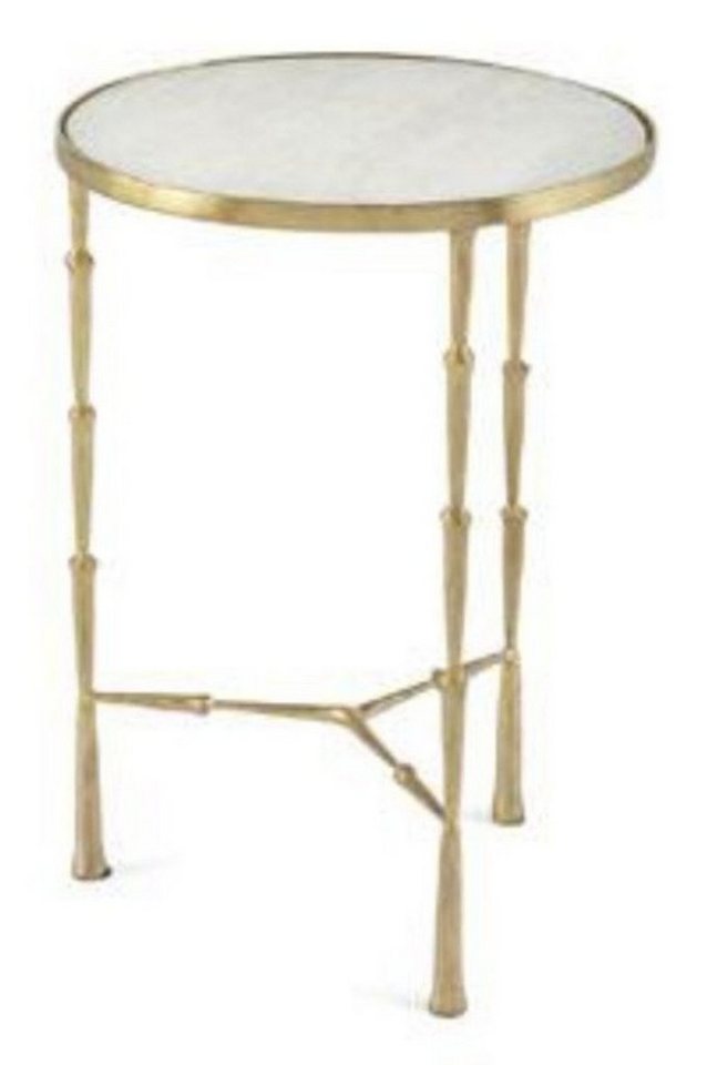 Casa Padrino Beistelltisch Luxus Beistelltisch Messing Bamboo Gold Finish / weißer Marmor 46 x 46 x H 66 cm - Hotel Collection von Casa Padrino