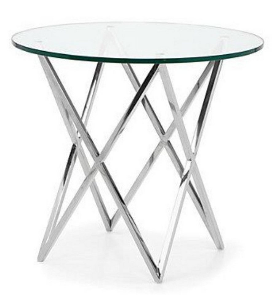 Casa Padrino Beistelltisch Luxus Beistelltisch Messing Nickel Finish / Glas 53 x H 66 cm - Hotel Collection von Casa Padrino