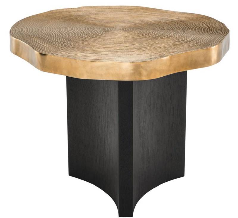 Casa Padrino Beistelltisch Luxus Beistelltisch Messingfarben / Schwarz Ø 63,5 x H. 50,5 cm - Luxuriöser Beistelltisch mit Tischplatte im Baumscheiben Design von Casa Padrino