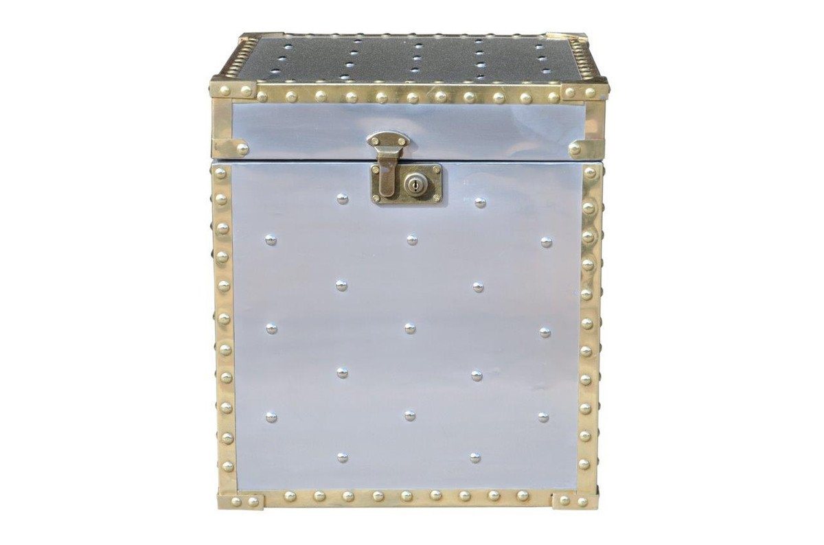 Casa Padrino Beistelltisch Luxus Designer Aluminium Beistelltisch / Truhe - Art Deco Vintage Flieger Möbel - Koffer Truhe von Casa Padrino