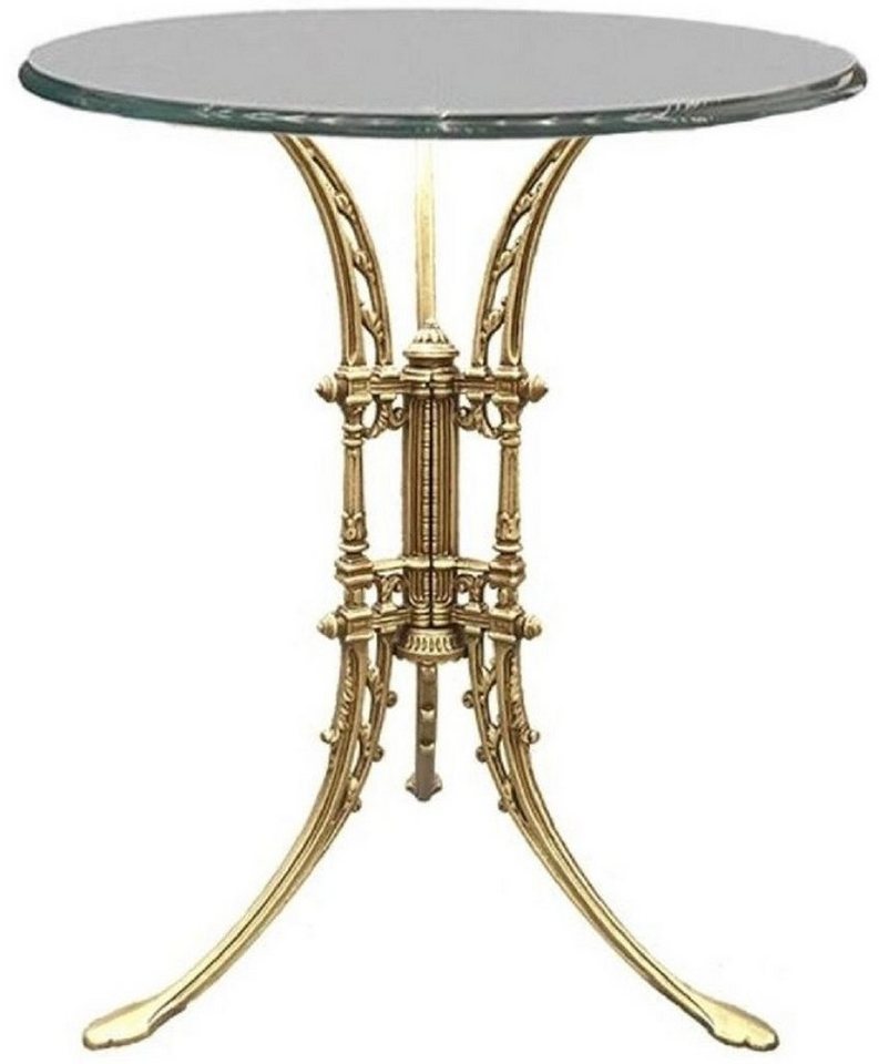Casa Padrino Beistelltisch Luxus Jugendstil Beistelltisch Gold Ø 70 x H. 74 cm - Handgeschmiedeter Schmiedeeisen Tisch mit Glasplatte - Garten Terrassen Möbel von Casa Padrino