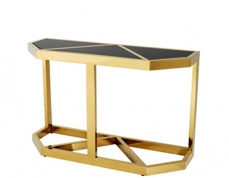 Casa Padrino Beistelltisch Luxus Konsole Gold mit schwarzem Glas - Konsolen Tisch Möbel von Casa Padrino