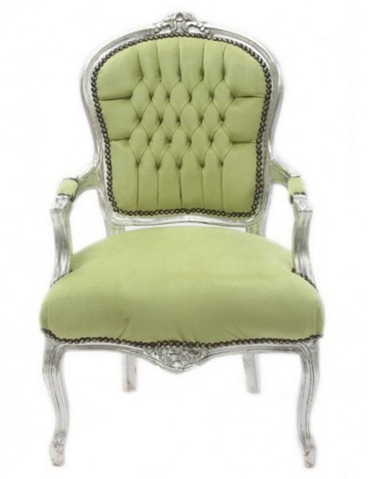 Casa Padrino Besucherstuhl Barock Salon Stuhl Jadegrün / Silber - Antik Design Möbel von Casa Padrino