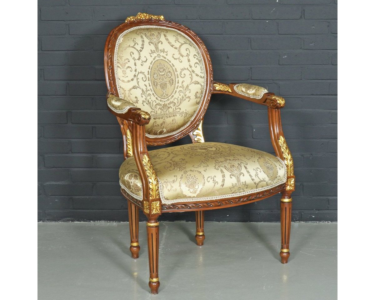 Casa Padrino Besucherstuhl »Barock Salon Stuhl Ludwig XV mit Armlehnen 65 x 65 x H. 100 cm - Antikstil Stuhl« von Casa Padrino