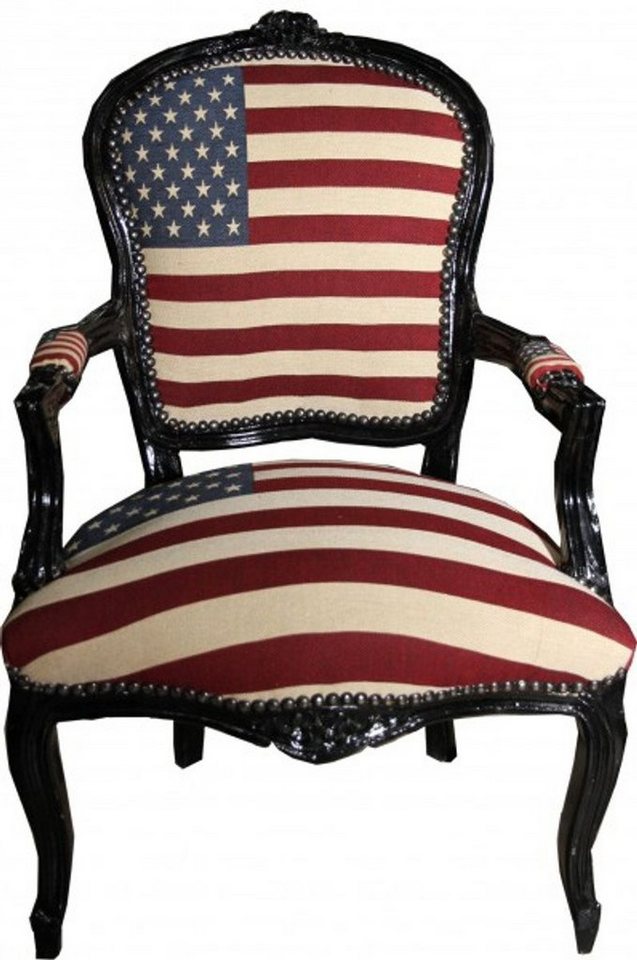 Casa Padrino Besucherstuhl Barock Salon Stuhl USA Design / Schwarz - USA Style von Casa Padrino