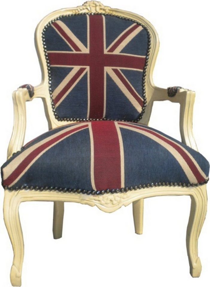 Casa Padrino Besucherstuhl Barock Salon Stuhl Union Jack Design / Creme von Casa Padrino