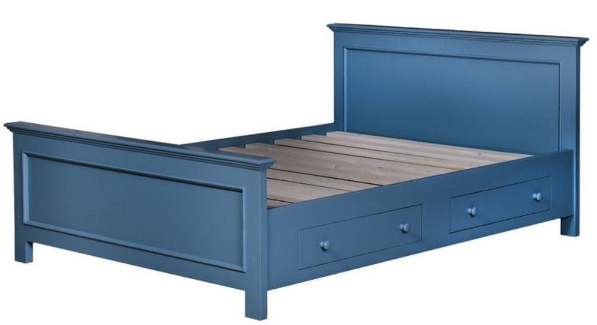 Casa Padrino Bett Bett Blau 160 x 200 cm - Schlafzimmermöbel im Landhausstil von Casa Padrino