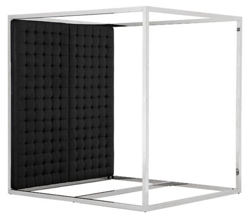 Casa Padrino Bett Bettgestell mit Kopfteil in schwarzer Leder-Optik 190 x 220 x H. 220 cm - Designermöbel von Casa Padrino